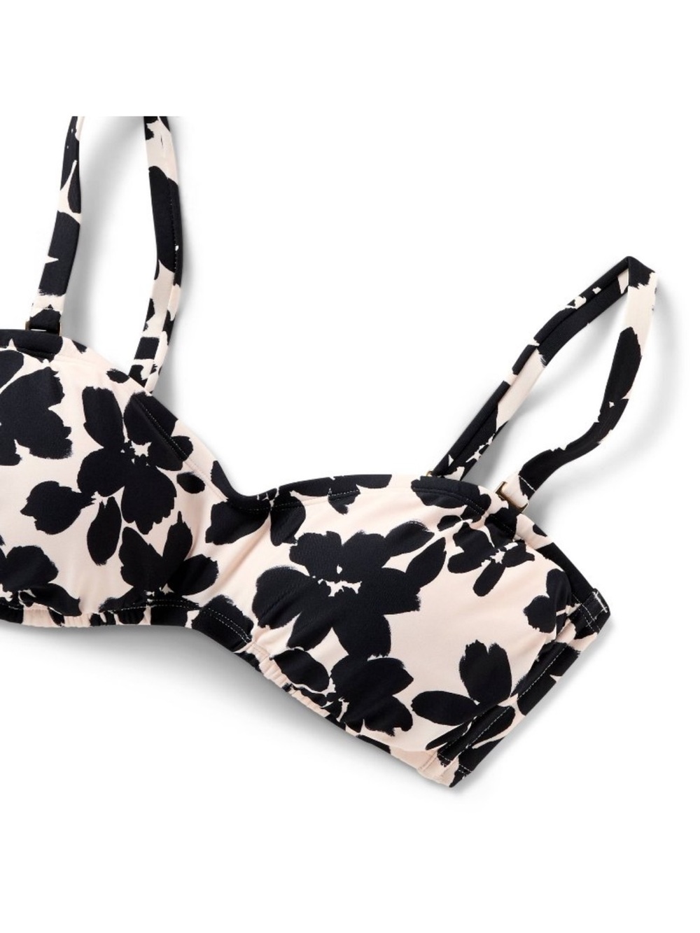 Shade & Shore D/DD bikini Floral Print Bikini Top in Black and Cream- NWT